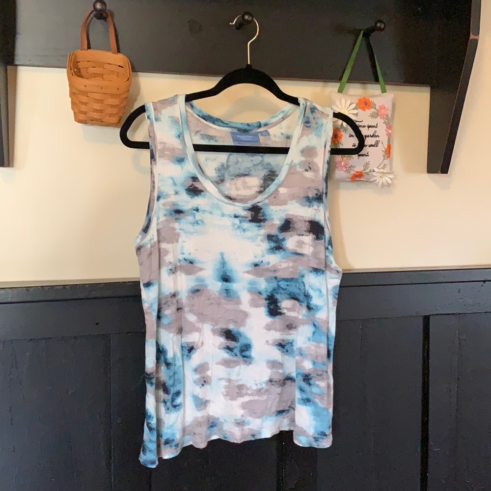 Simply Vera Wang PXL tank top white blue grey EUC